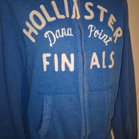 HOLLISTER of California hooded sweatshirt, zippered front, blue & white. MED. - Picture 10 of 14